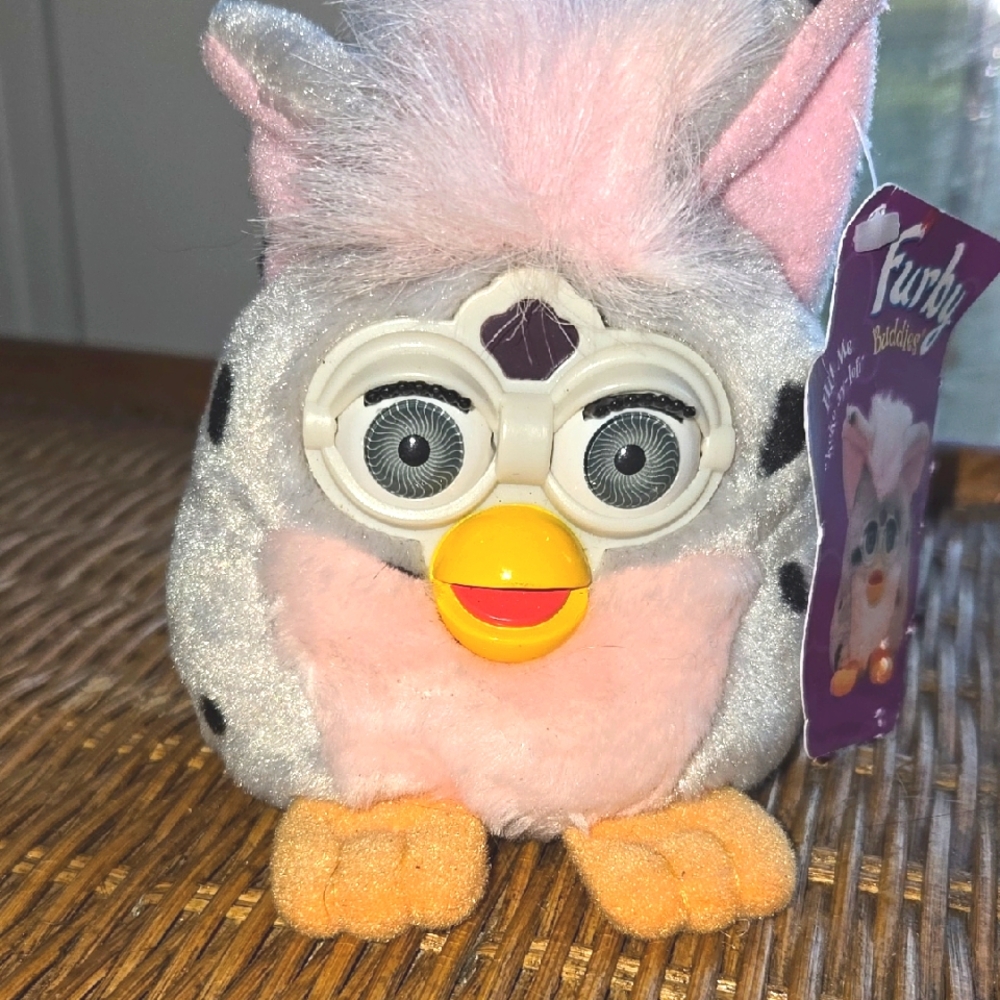 1999 Rare More Light Gray,Pink, And Black Furby Plush Toy